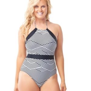 Sea and Sand Chevron High Halter Swimsuit